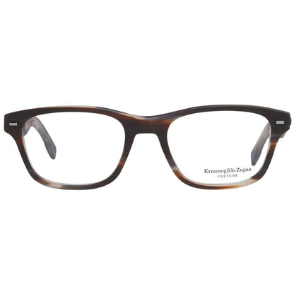 Eyeglasses Frames by Ermenegildo Zegna for men in brown showcases a reflective silhouette, artfully incorporating a sophisticated brown coloured frame with a distinct full-frame frame design.