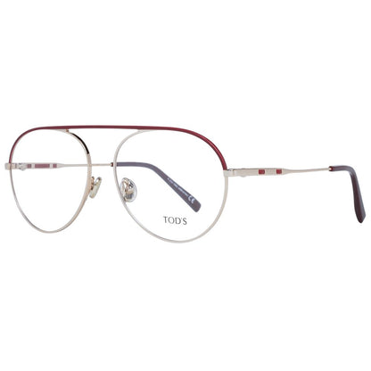 Eyeglasses Frames by Tod's for women in red showcases a reflective silhouette, artfully incorporating a sophisticated red coloured frame with a distinct full-frame frame design.