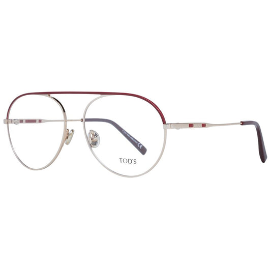 Eyeglasses Frames by Tod's for women in red showcases a reflective silhouette, artfully incorporating a sophisticated red coloured frame with a distinct full-frame frame design.
