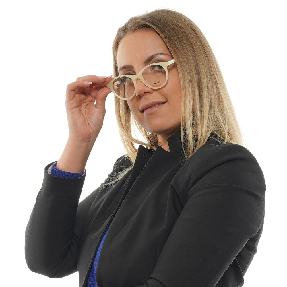 Eyeglasses Frames by Maje for women in cotton white showcases a refined full-frame frame design with a refined white coloured frame finish for a refined and sophisticated look.