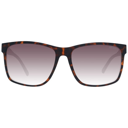 Sunglasses by Guess for men in and brown featuring an opulent full-rim square frame design with a sophisticated brown coloured frame finish and high-performance gradient category-3-dark-tint lens.