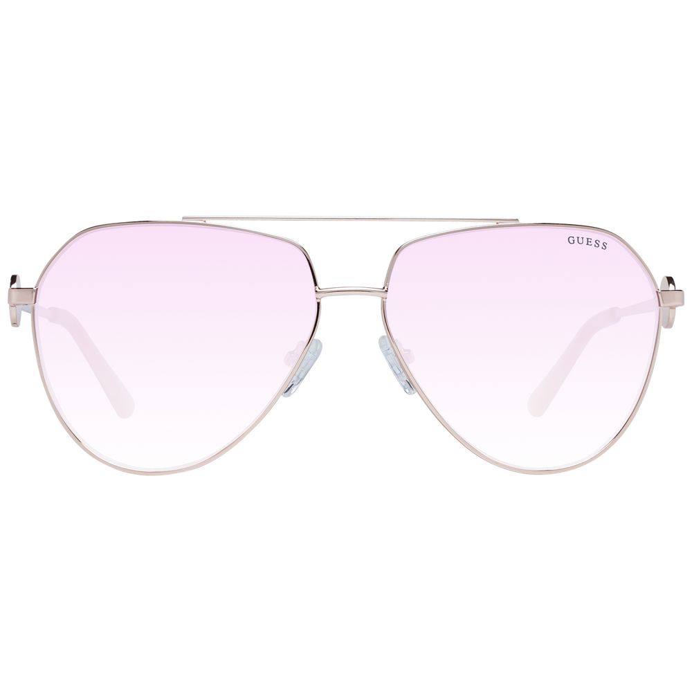 Sunglasses by Guess for women in and rose-gold presents a sumptuous silhouette, featuring rose-gold coloured frame and aviator full-rim frame design with gradient category-2-medium-tint lens for a sumptuous look.
