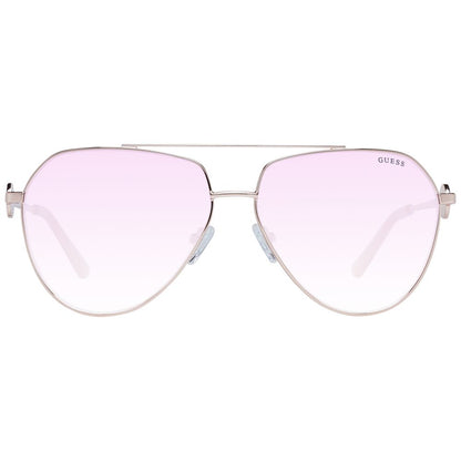 Sunglasses by Guess for women in and rose-gold presents a sumptuous silhouette, featuring rose-gold coloured frame and aviator full-rim frame design with gradient category-2-medium-tint lens for a sumptuous look.