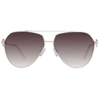 Sunglasses by Guess for women in and gold featuring an opulent aviator full-rim frame design with a sophisticated gold coloured frame finish and high-performance gradient category-3-dark-tint lens.
