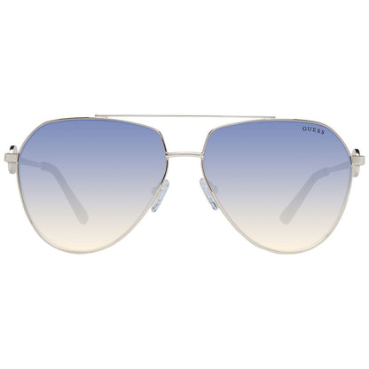 This Sunglasses by Guess for women in gold presents a sumptuous silhouette, showcasing a sumptuous aviator full-rim frame design in gold coloured frame and high-performance gradient category-2-medium-tint lens.