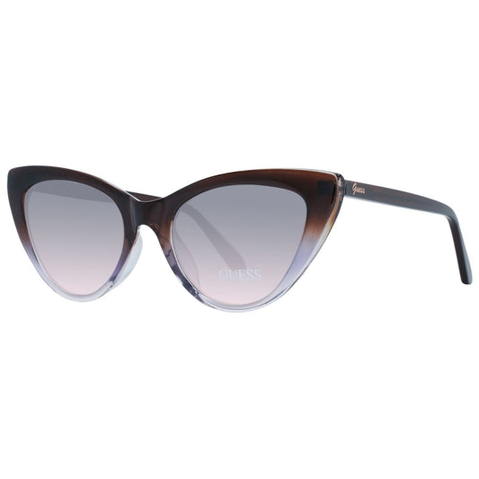 Sunglasses by Guess for women in brown features an ethereal full-rim cat-eye frame design with brown coloured frame frames and gradient category-2-medium-tint lens for a ethereal finish.