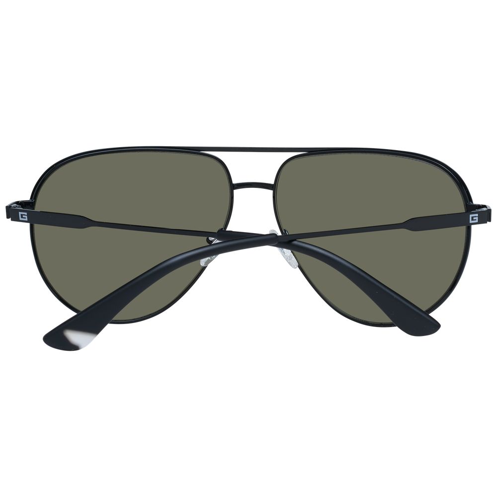 Sunglasses by Guess for men in black showcases a ethereal silhouette, featuring black coloured frame aviator full-rim frame design with mirrored category-3-dark-tint lens for a ethereal finish.