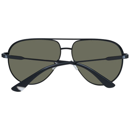 Sunglasses by Guess for men in black showcases a ethereal silhouette, featuring black coloured frame aviator full-rim frame design with mirrored category-3-dark-tint lens for a ethereal finish.