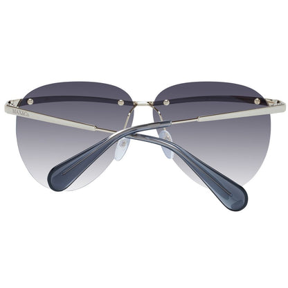 This Sunglasses by Max & Co for women in gold presents a sumptuous silhouette, showcasing a sumptuous aviator rimless frame design in gold coloured frame and high-performance gradient category-2-medium-tint lens.