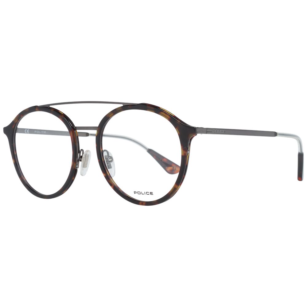 Eyeglasses Frames by Police for men in brown showcases a reflective silhouette, artfully incorporating a sophisticated brown coloured frame with a distinct full-frame frame design.