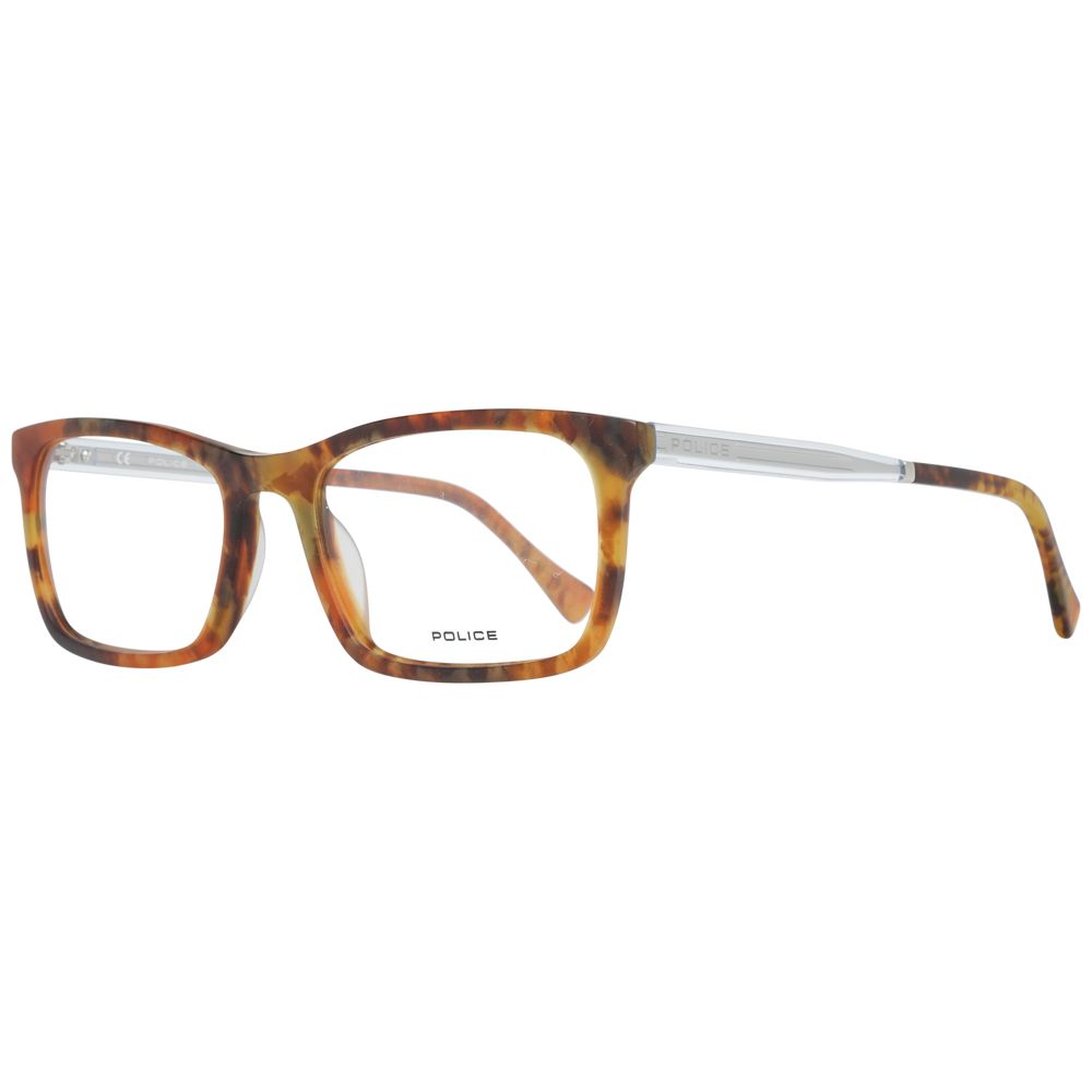 Eyeglasses Frames by Police for men in plastic brown features a refined silhouette, showcasing a refined brown coloured frame and full-frame frame design for a sophisticated, premium look.