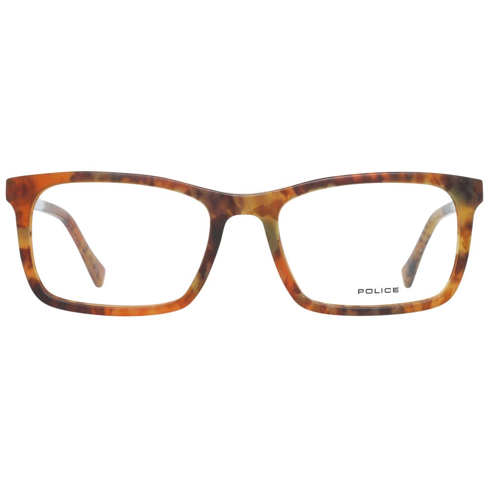 Eyeglasses Frames by Police for men in plastic brown showcases a reflective silhouette, artfully incorporating a sophisticated brown coloured frame with a distinct full-frame frame design.