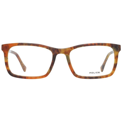 Eyeglasses Frames by Police for men in plastic brown showcases a reflective silhouette, artfully incorporating a sophisticated brown coloured frame with a distinct full-frame frame design.
