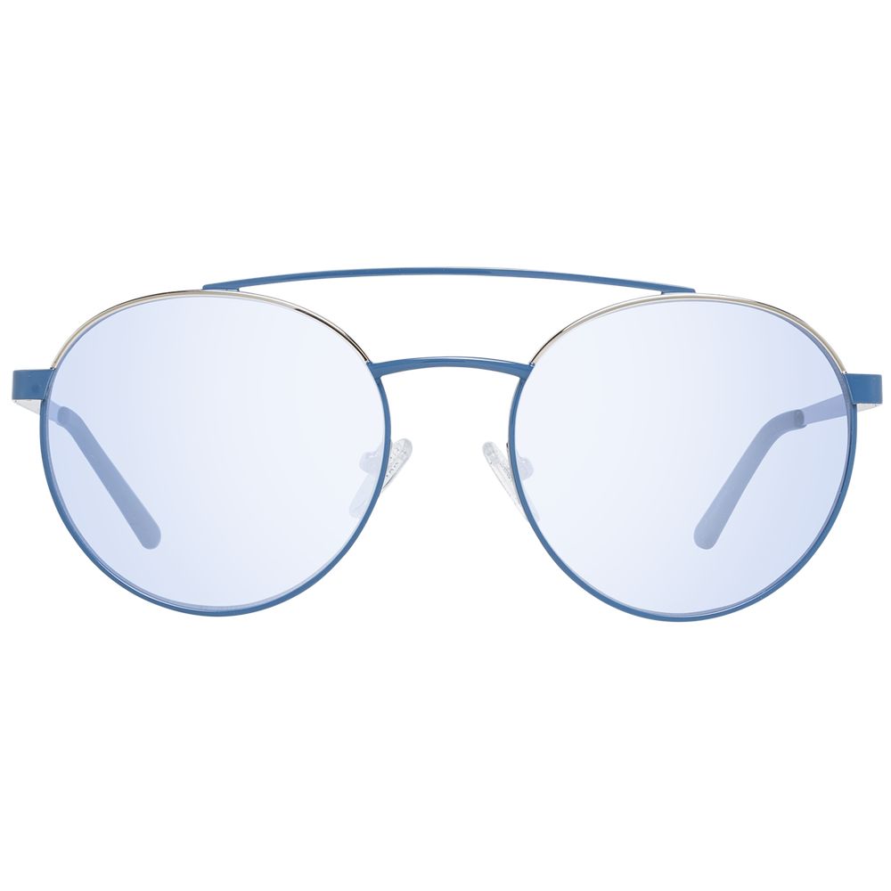 Sunglasses by Guess for men in metal blue showcases a ethereal silhouette, featuring blue coloured frame aviator full-rim frame design with non-polarized category-2-medium-tint lens for a ethereal finish.