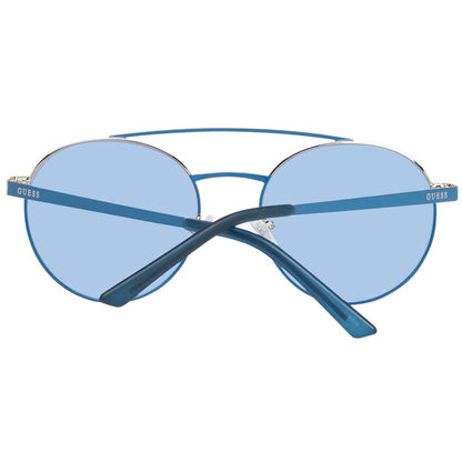 Sunglasses by Guess for men in metal blue features an ethereal aviator full-rim frame design with blue coloured frame frames and non-polarized category-2-medium-tint lens for a ethereal finish.