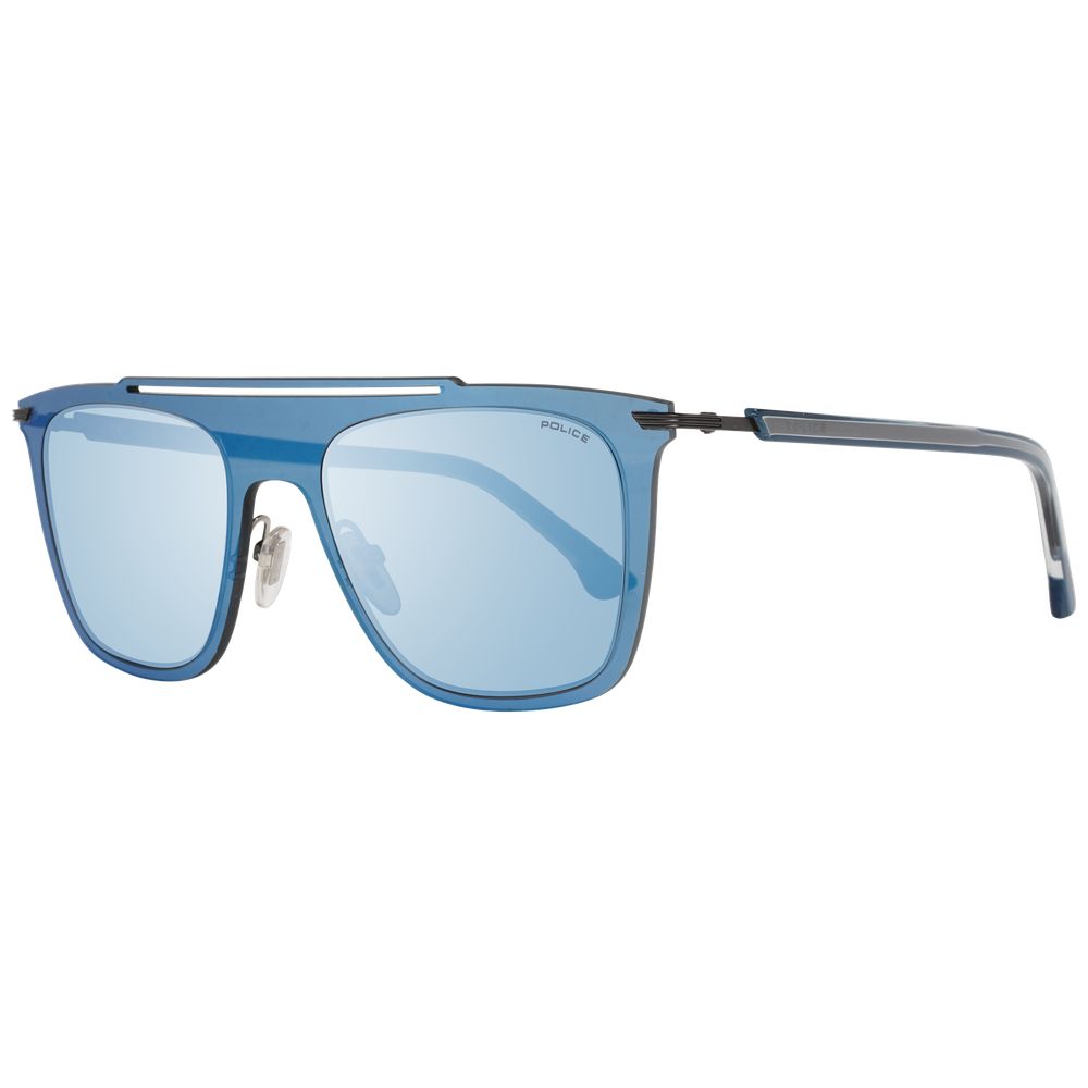 Sunglasses by Police for men in and blue presents a sumptuous silhouette, featuring blue coloured frame and rectangle frame design with mirrored category-3-dark-tint lens for a sumptuous look.