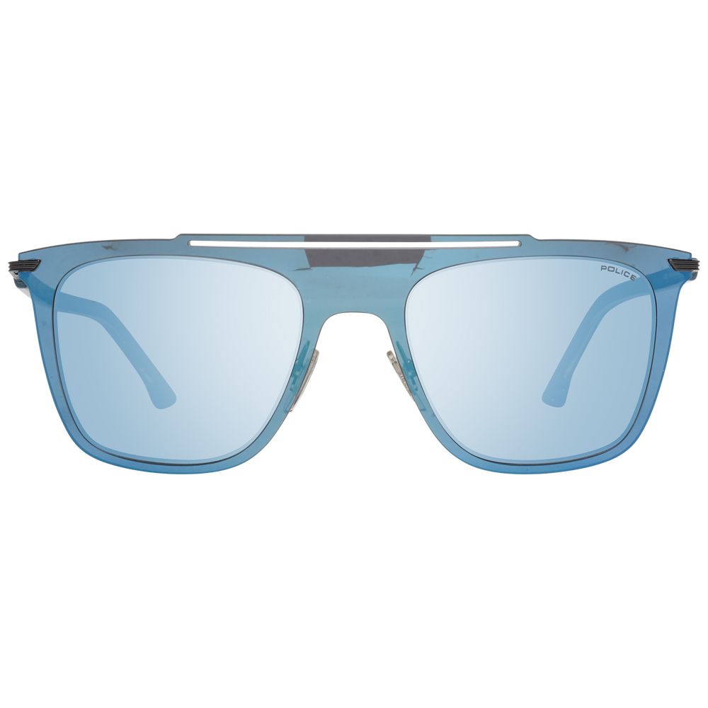 Sunglasses by Police for men in blue showcases a ethereal silhouette, featuring blue coloured frame rectangle frame design with mirrored category-3-dark-tint lens for a ethereal finish.