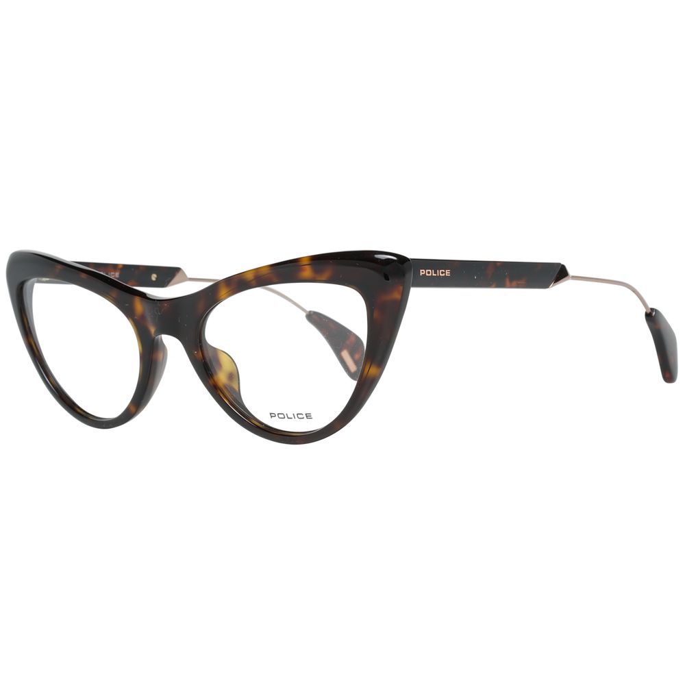 Eyeglasses Frames by Police for women in brown showcases a reflective silhouette, artfully incorporating a sophisticated brown coloured frame with a distinct full-frame frame design.