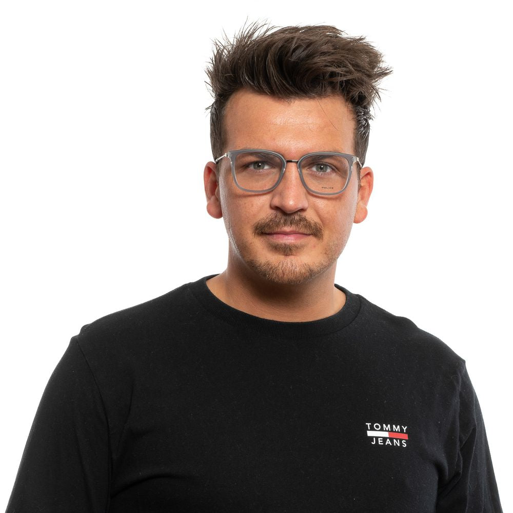 Eyeglasses Frames by Police for men in gray features a refined silhouette, showcasing a refined gray coloured frame and full-frame frame design for a sophisticated, premium look.