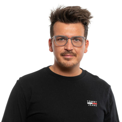 Eyeglasses Frames by Police for men in gray features a refined silhouette, showcasing a refined gray coloured frame and full-frame frame design for a sophisticated, premium look.