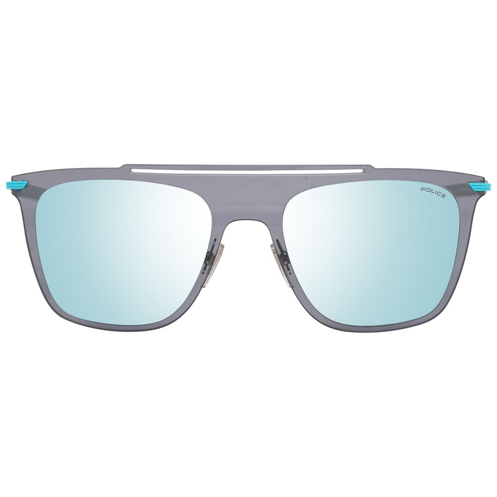 Sunglasses by Police for men in and blue presents a sumptuous silhouette, featuring blue coloured frame and rectangle frame design with mirrored category-3-dark-tint lens for a sumptuous look.