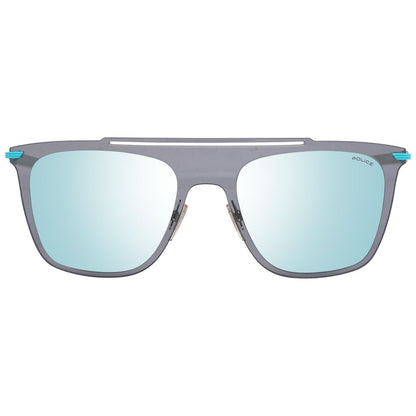 Sunglasses by Police for men in and blue presents a sumptuous silhouette, featuring blue coloured frame and rectangle frame design with mirrored category-3-dark-tint lens for a sumptuous look.