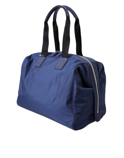 Travel Duffel Bag by Dolce & Gabbana for men in calfskin leather & nylon black & blue features an refined Calfskin Leather Nylon Travel Duffel Bag design with a secure zipper, refined internal-pockets, and versatile shoulder-strap, handle, adjustable-strap & detachable-strap for a refined finish.