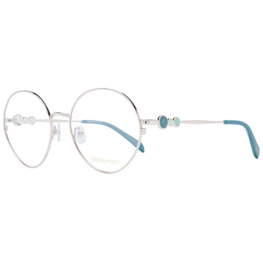Eyeglasses Frames by Emilio Pucci for women in metal rose-gold features a refined silhouette, showcasing a refined rose-gold coloured frame and full-frame frame design for a sophisticated, premium look.