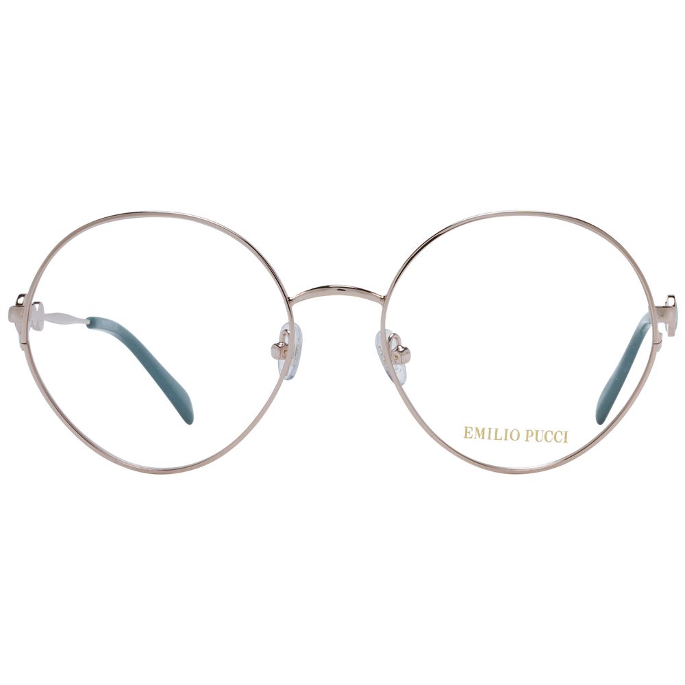 Eyeglasses Frames by Emilio Pucci for women in metal and rose-gold showcases an refined full-frame frame design featuring a sophisticated rose-gold coloured frame for an refined and refined aesthetic.