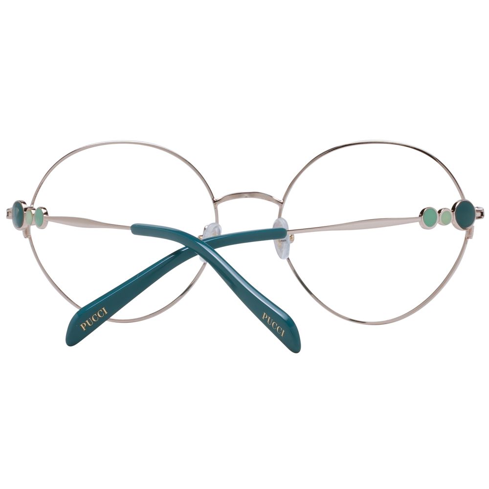 Eyeglasses Frames by Emilio Pucci for women in metal rose-gold features an refined silhouette, showcasing the refined rose-gold coloured frame and sophisticated full-frame frame design.