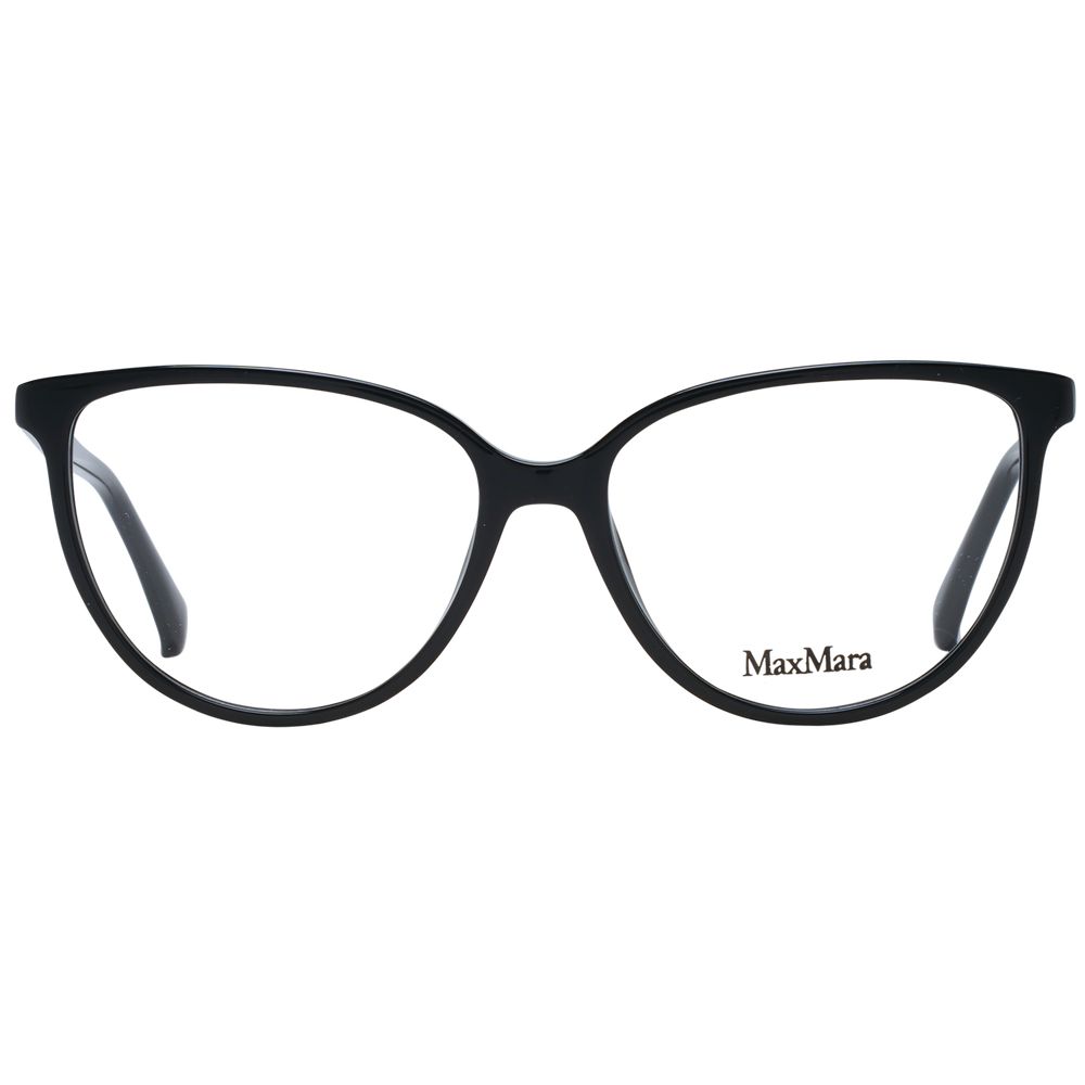 Eyeglasses Frames by Max Mara for women in plastic and black showcases an refined full-frame frame design featuring a sophisticated black coloured frame for an refined and refined aesthetic.