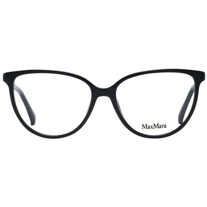 Eyeglasses Frames by Max Mara for women in plastic and black showcases an refined full-frame frame design featuring a sophisticated black coloured frame for an refined and refined aesthetic.