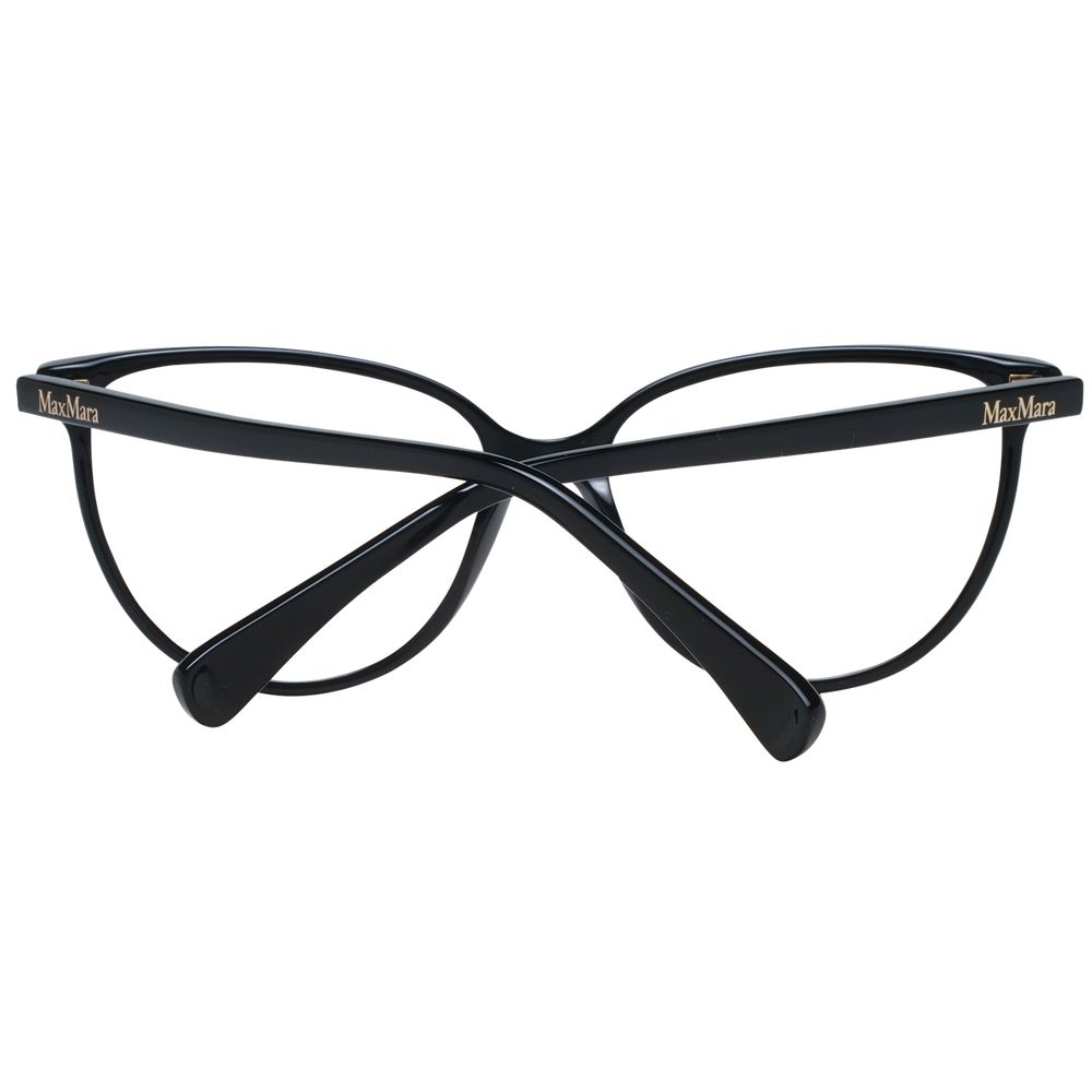 Eyeglasses Frames by Max Mara for women in plastic black showcases a reflective silhouette, artfully incorporating a sophisticated black coloured frame with a distinct full-frame frame design.