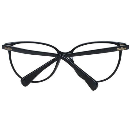 Eyeglasses Frames by Max Mara for women in plastic black showcases a reflective silhouette, artfully incorporating a sophisticated black coloured frame with a distinct full-frame frame design.
