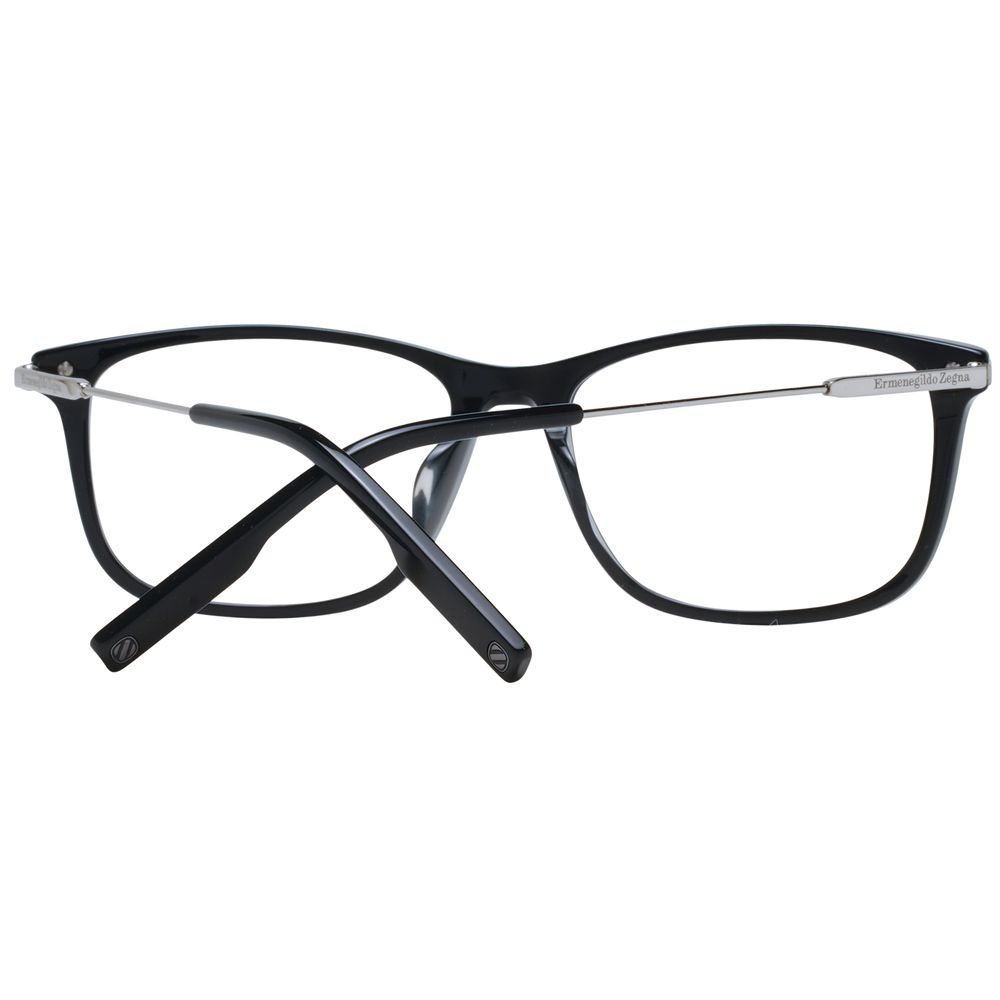 Eyeglasses Frames by Ermenegildo Zegna for men in denim cotton and black showcases a refined silhouette, detailed with a black coloured frame finish and a sophisticated full-frame frame design.