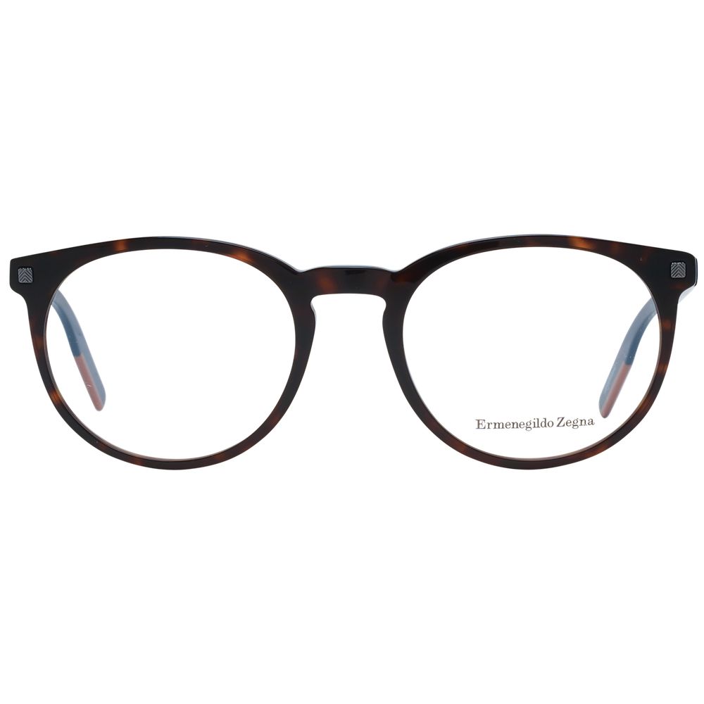 Eyeglasses Frames by Ermenegildo Zegna for men in plastic brown features an refined silhouette, showcasing the refined brown coloured frame and sophisticated full-frame frame design.