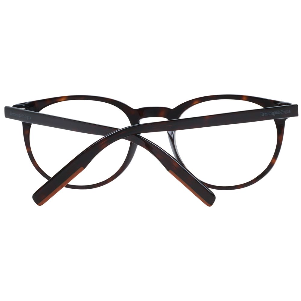 Eyeglasses Frames by Ermenegildo Zegna for men in plastic and brown showcases a refined silhouette, detailed with a brown coloured frame finish and a sophisticated full-frame frame design.