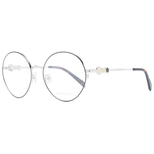 Eyeglasses Frames by Emilio Pucci for women in metal black features an refined silhouette, showcasing the refined black coloured frame and sophisticated full-frame frame design.