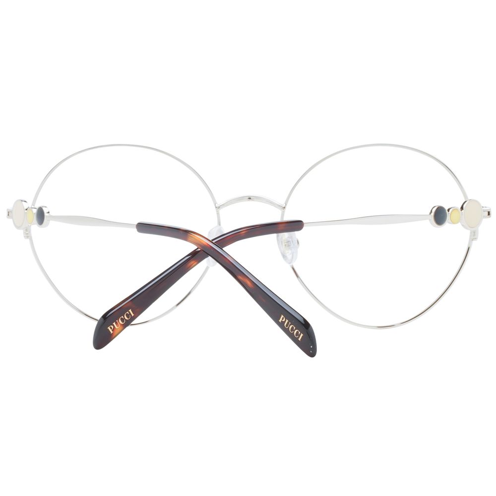 Eyeglasses Frames by Emilio Pucci for women in metal and black showcases an refined full-frame frame design featuring a sophisticated black coloured frame for an refined and refined aesthetic.