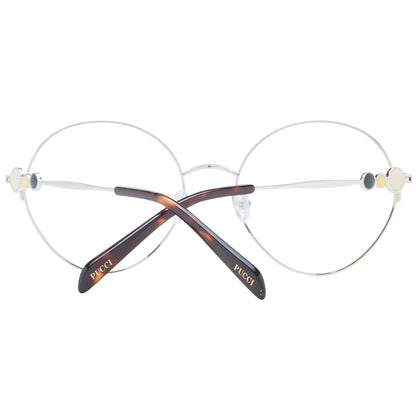 Eyeglasses Frames by Emilio Pucci for women in metal and black showcases an refined full-frame frame design featuring a sophisticated black coloured frame for an refined and refined aesthetic.