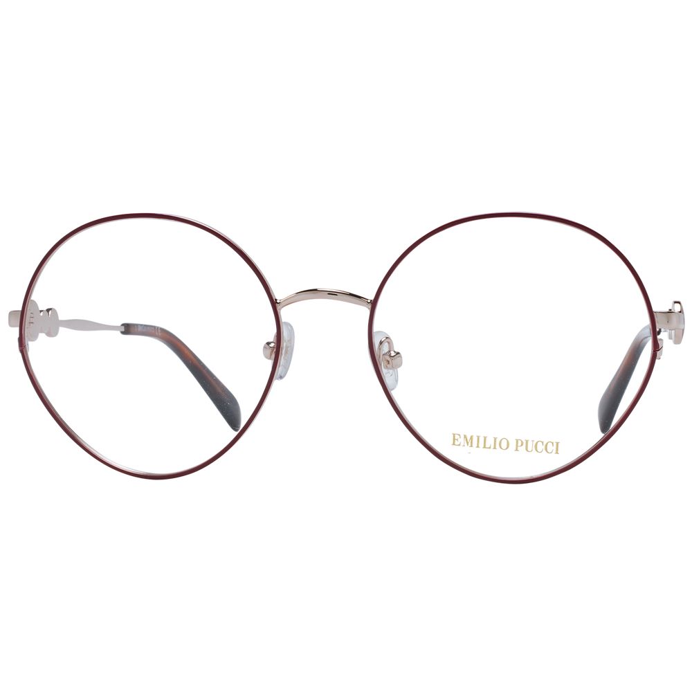 Eyeglasses Frames by Emilio Pucci for women in metal red features an refined silhouette, showcasing a sophisticated red coloured frame and refined full-frame frame design for a refined look.