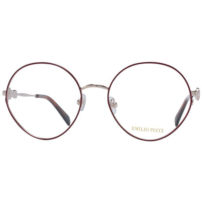 Eyeglasses Frames by Emilio Pucci for women in metal red features an refined silhouette, showcasing a sophisticated red coloured frame and refined full-frame frame design for a refined look.
