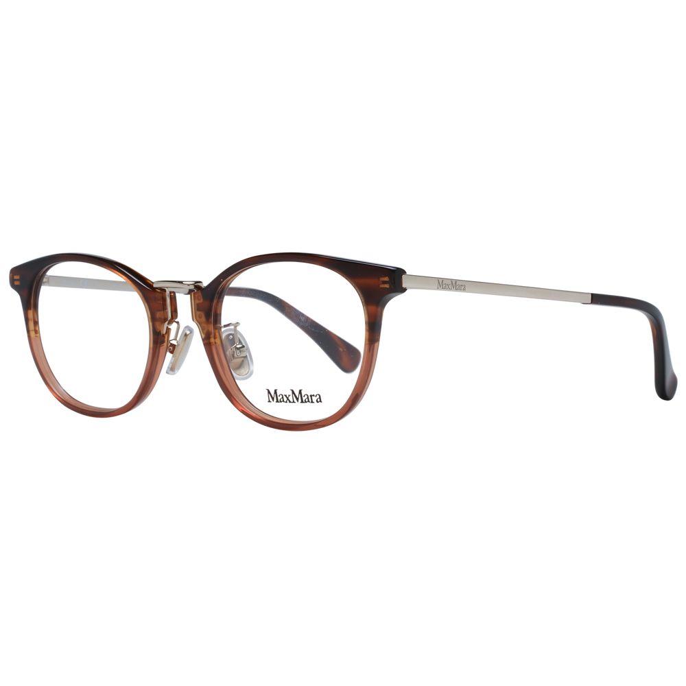 Eyeglasses Frames by Max Mara for women in brown showcases a reflective silhouette, artfully incorporating a sophisticated brown coloured frame with a distinct full-frame frame design.