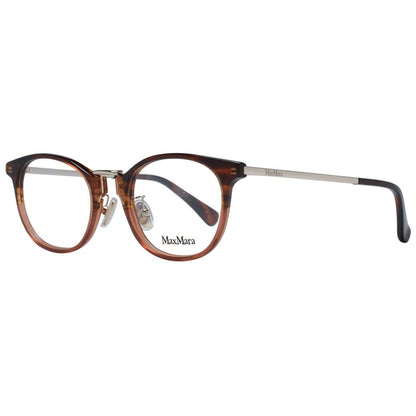 Eyeglasses Frames by Max Mara for women in brown showcases a reflective silhouette, artfully incorporating a sophisticated brown coloured frame with a distinct full-frame frame design.