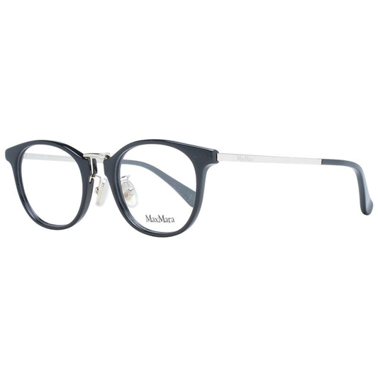 Eyeglasses Frames by Max Mara for women in plastic and black showcases an refined full-frame frame design featuring a sophisticated black coloured frame for an refined and refined aesthetic.