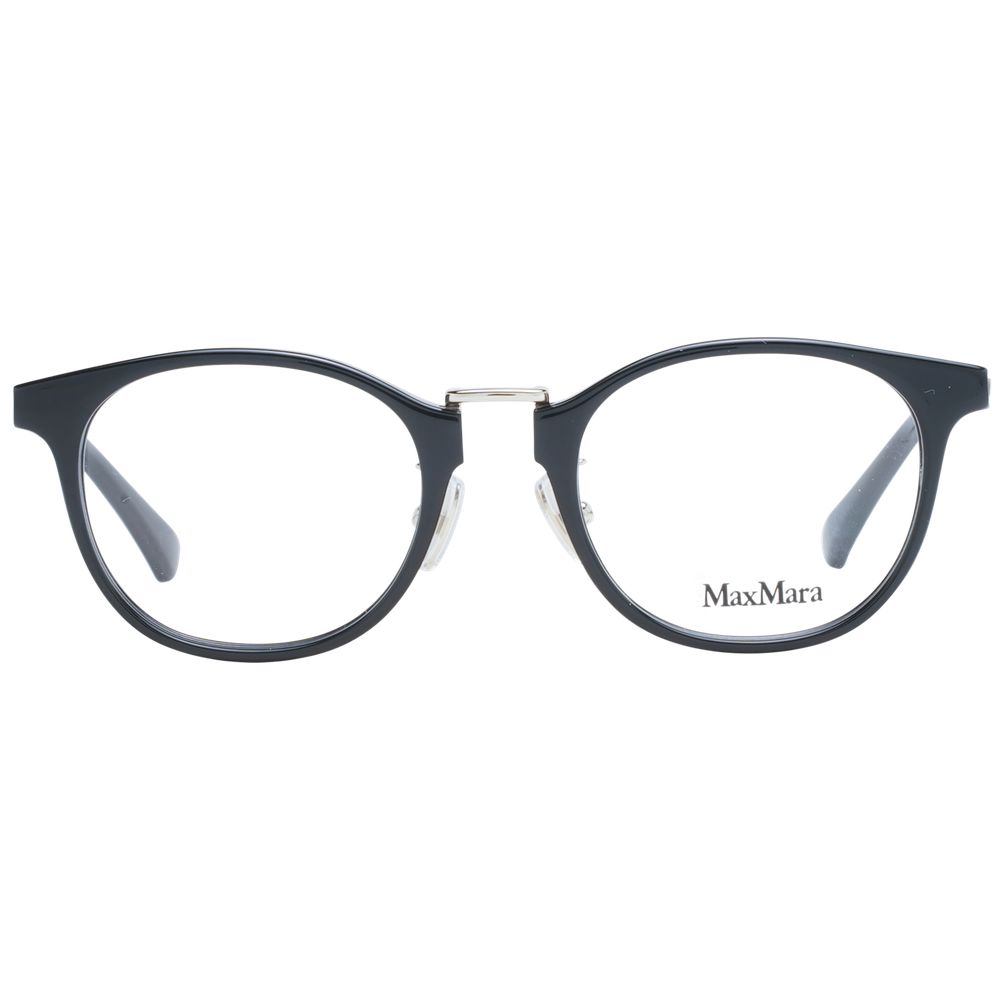 Eyeglasses Frames by Max Mara for women in plastic black showcases a refined full-frame frame design with a refined black coloured frame finish for a refined and sophisticated look.