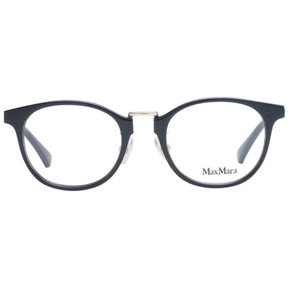 Eyeglasses Frames by Max Mara for women in plastic black showcases a refined full-frame frame design with a refined black coloured frame finish for a refined and sophisticated look.
