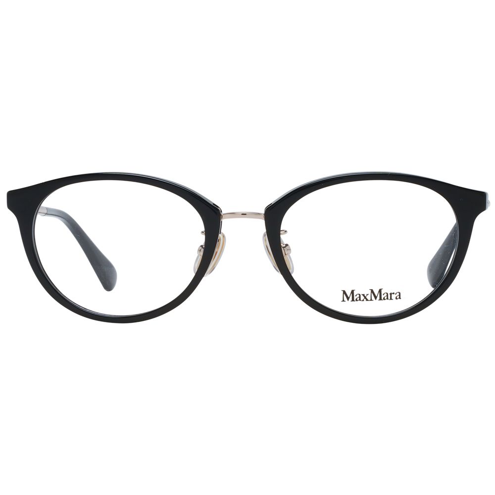 Eyeglasses Frames by Max Mara for women in plastic and black showcases a refined silhouette, detailed with a black coloured frame finish and a sophisticated full-frame frame design.