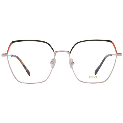 Eyeglasses Frames by Emilio Pucci for women in metal and rose-gold showcases a refined silhouette, detailed with a rose-gold coloured frame finish and a sophisticated full-frame frame design.