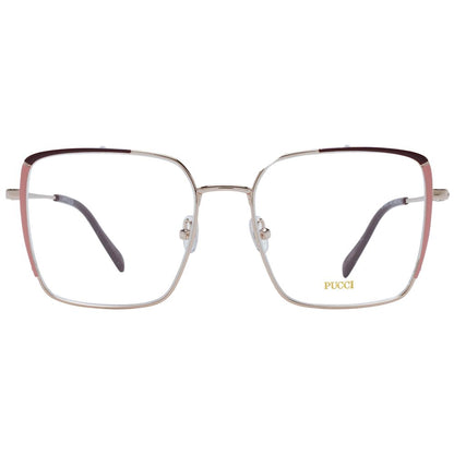 Eyeglasses Frames by Emilio Pucci for women in silver features an refined silhouette, showcasing a sophisticated silver coloured frame and refined full-frame frame design for a refined look.